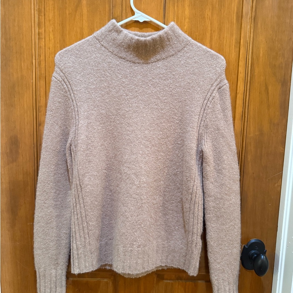 Tan Cowl Neck Sweater with Relaxed Fit